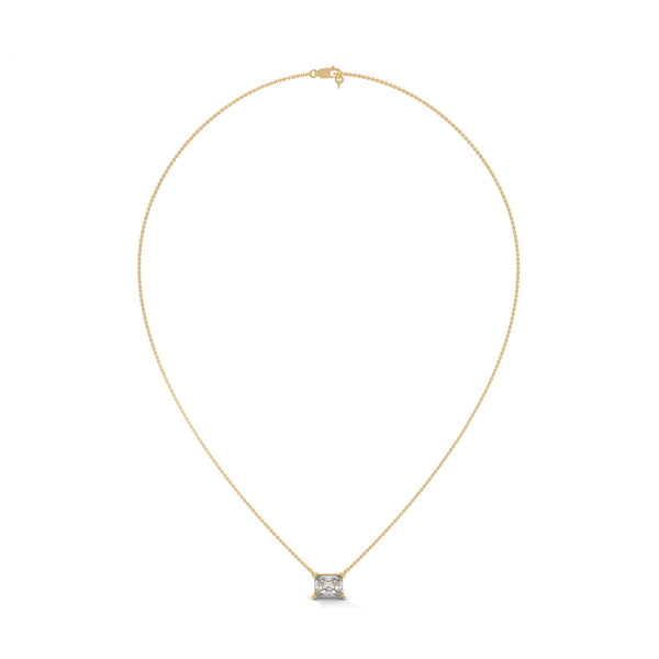 Princess Cut Lab Grown Diamond Gold Pendant Chain