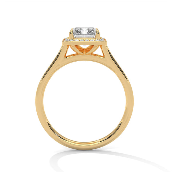 Emerald Cut Lab Grown Diamond Halo Gold Ring