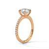 “Celeste Ring—round-cut diamond brilliance, delicate pavé sparkle, and classic white-gold elegance crafted to symbolize timeless beauty, modern romance, and unforgettable moments.”