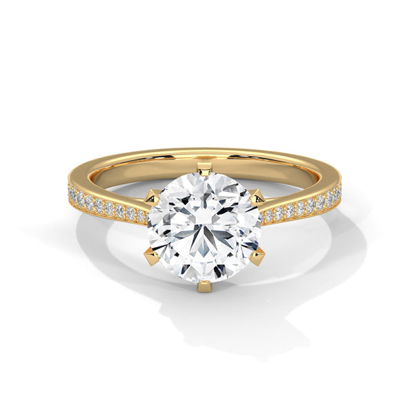 Classic Six-Prong Lab Grown Diamond Gold Ring