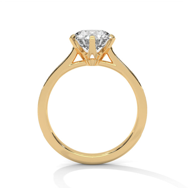 Classic Six-Prong Lab Grown Diamond Gold Ring