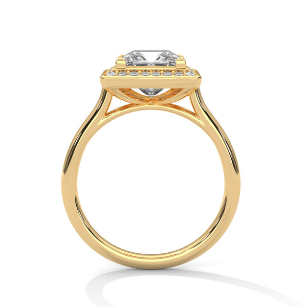 Princess Cut Halo Lab Grown Diamond Gold Ring