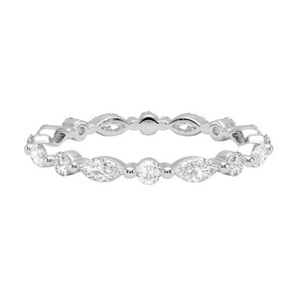 “Elevate your elegance with this marquise and round diamond eternity ring, crafted in luxe yellow gold for timeless sparkle and lasting brilliance.”