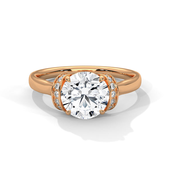 Hidden Halo Solitaire Lab Grown Diamond Gold Ring