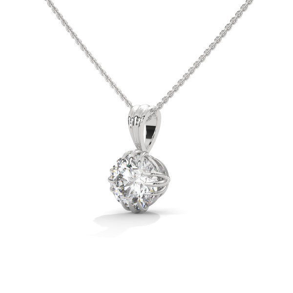 Radiant Bloom Lab Grown Round Diamond Gold Pendant Chain