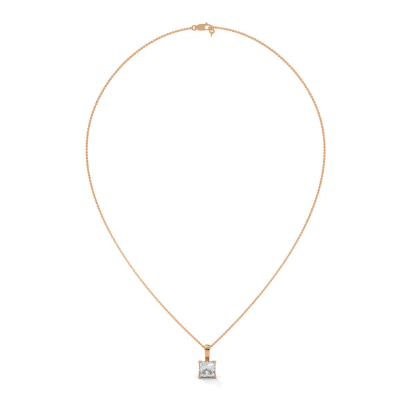 Princess Cut Lab Grown Diamond Gold Pendant Chain