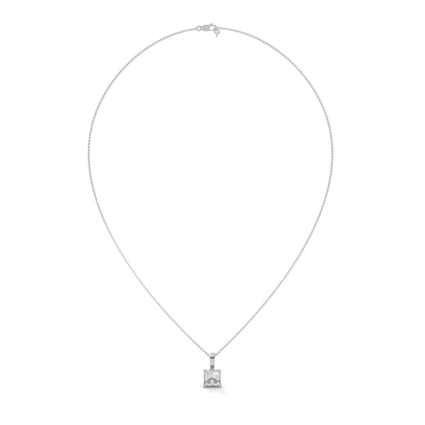 Princess Cut Lab Grown Diamond Gold Pendant Chain