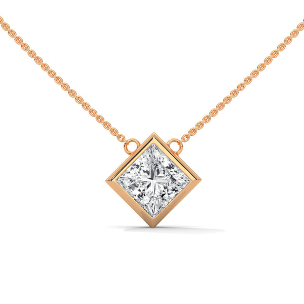 Modern Grace Princess Cut Lab Grown Diamond Gold Pendant Chain