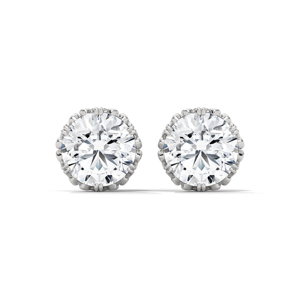 Vintage Filigree Lab Grown Diamond Gold Earrings