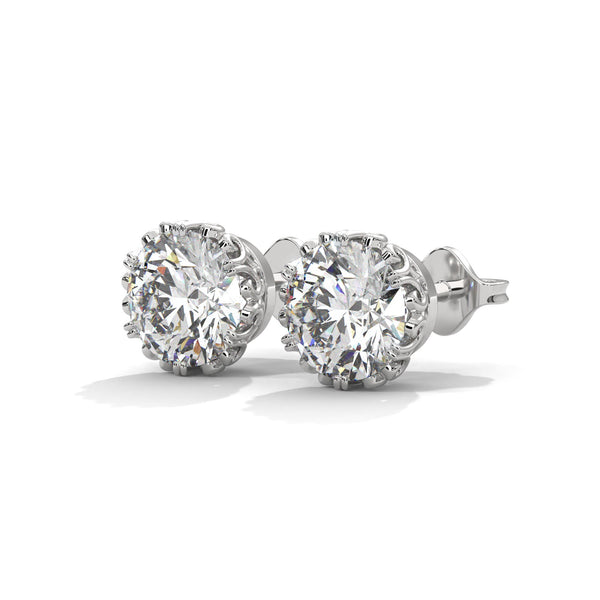 Vintage Filigree Lab Grown Diamond Gold Earrings
