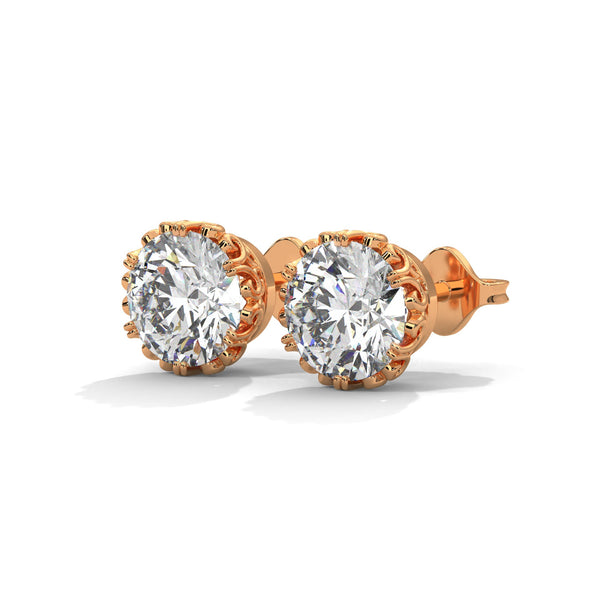 Vintage Filigree Lab Grown Diamond Gold Earrings