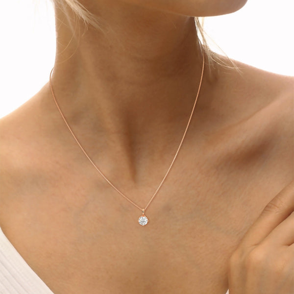 Eternal Brilliance Round Lab Grown Diamond Gold Pendant Chain