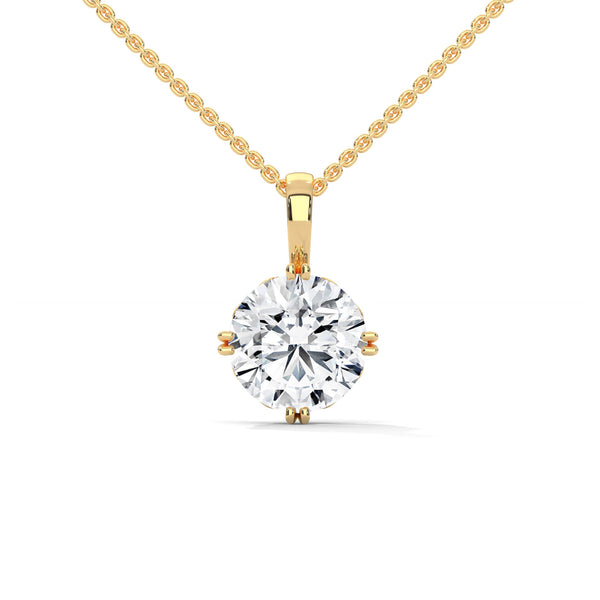 Eternal Brilliance Round Lab Grown Diamond Gold Pendant Chain