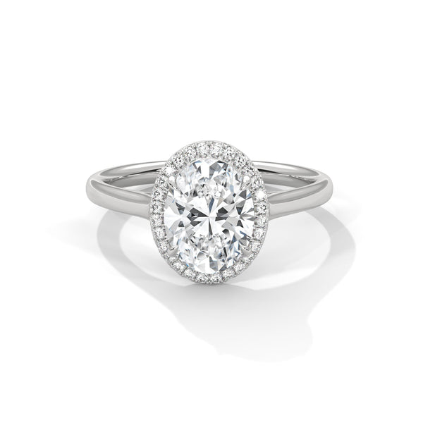 Oval Cut with Classic Halo Setting Lab Grown Diamond Gold Ring