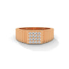 “Bold gold men’s diamond ring showcasing a sleek grooved band and radiant square diamond cluster, crafted for luxury, style, and everyday elegance.”