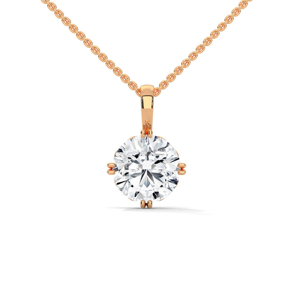 Eternal Brilliance Round Lab Grown Diamond Gold Pendant Chain