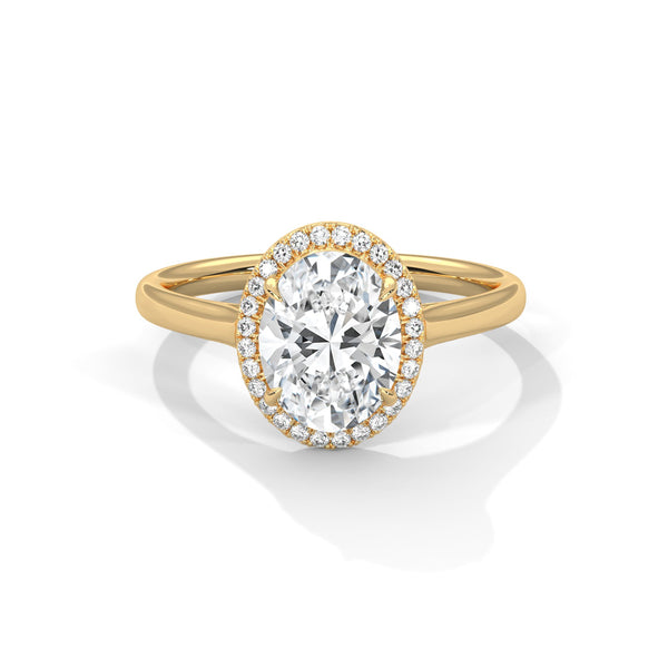 Oval Cut with Classic Halo Setting Lab Grown Diamond Gold Ring