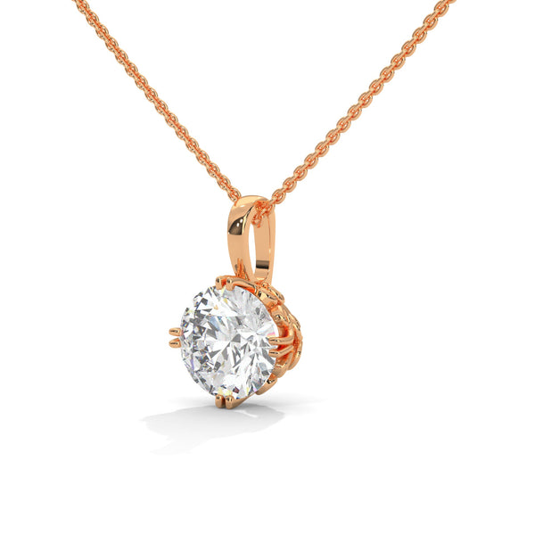 Eternal Brilliance Round Lab Grown Diamond Gold Pendant Chain