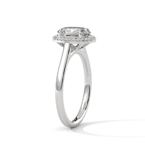 Oval Cut with Classic Halo Setting Lab Grown Diamond Gold Ring
