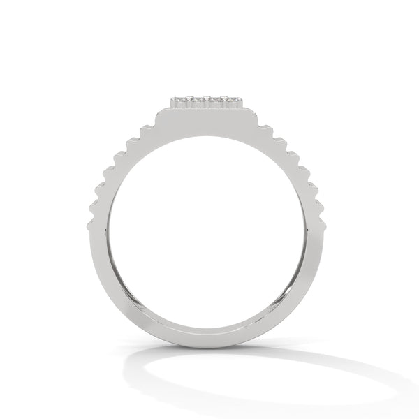 “Bold gold men’s diamond ring showcasing a sleek grooved band and radiant square diamond cluster, crafted for luxury, style, and everyday elegance.”