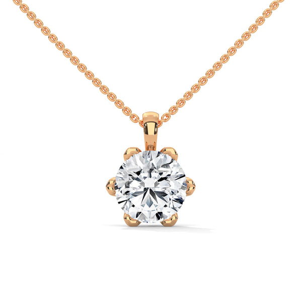 Timeless Sparkle Round Lab Grown Diamond Gold Pendant Chain
