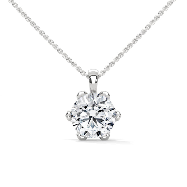 Timeless Sparkle Round Lab Grown Diamond Gold Pendant Chain