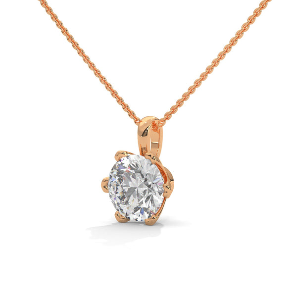 Timeless Sparkle Round Lab Grown Diamond Gold Pendant Chain