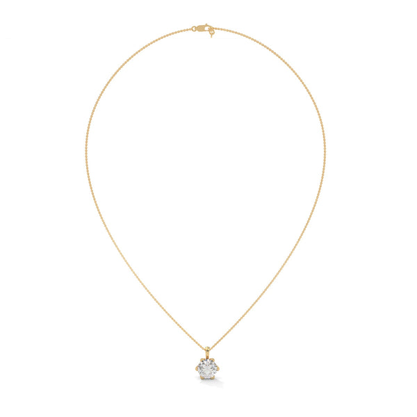 Timeless Sparkle Round Lab Grown Diamond Gold Pendant Chain