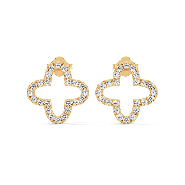 Radiant Clover Lab Grown Diamond Gold Stud Earrings