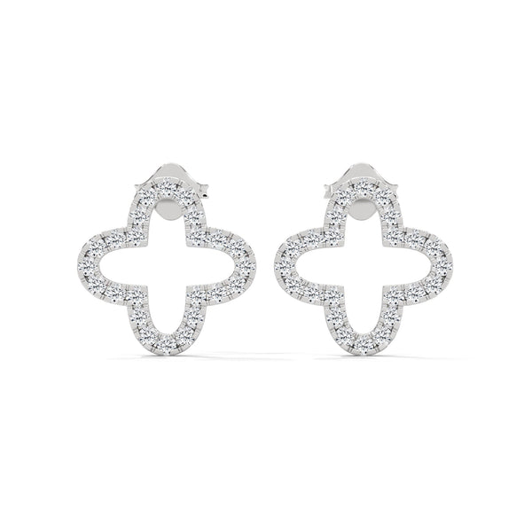 Radiant Clover Lab Grown Diamond Gold Stud Earrings