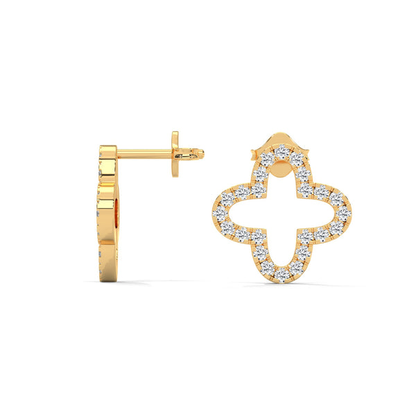 Radiant Clover Lab Grown Diamond Gold Stud Earrings