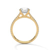 Classic Pave Solitaire Round Brilliant Lab Grown Diamond Gold Ring