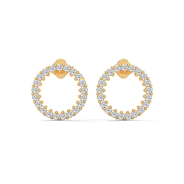 Lab Grown Round Diamond Open Circle Gold Earrings