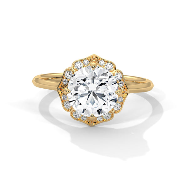 Vintage Halo Lab Grown Diamond Gold Ring