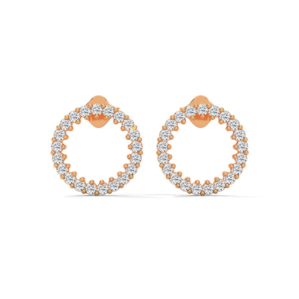 Lab Grown Round Diamond Open Circle Gold Earrings