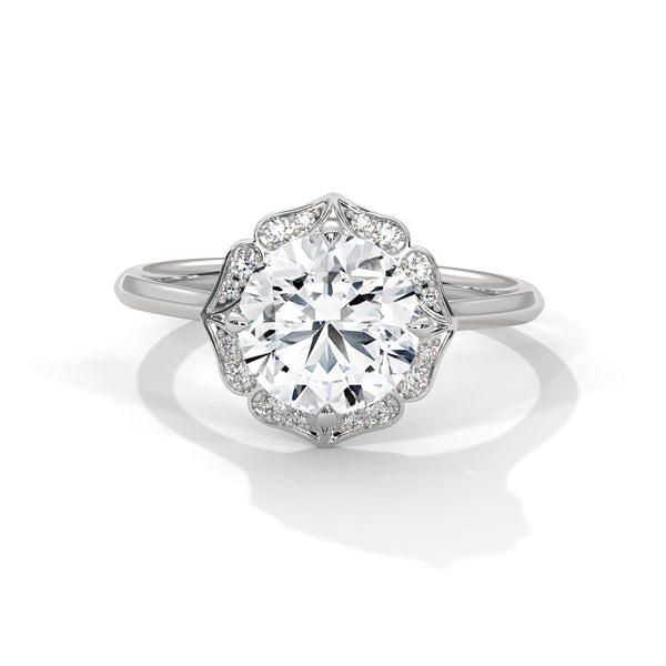 Vintage Halo Lab Grown Diamond Gold Ring