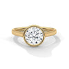 Round Cut Lab Grown Diamond Bezel Halo Gold Ring
