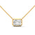 Emerald Cut Lab Grown Diamond Bezel Set Gold Pendant Chain
