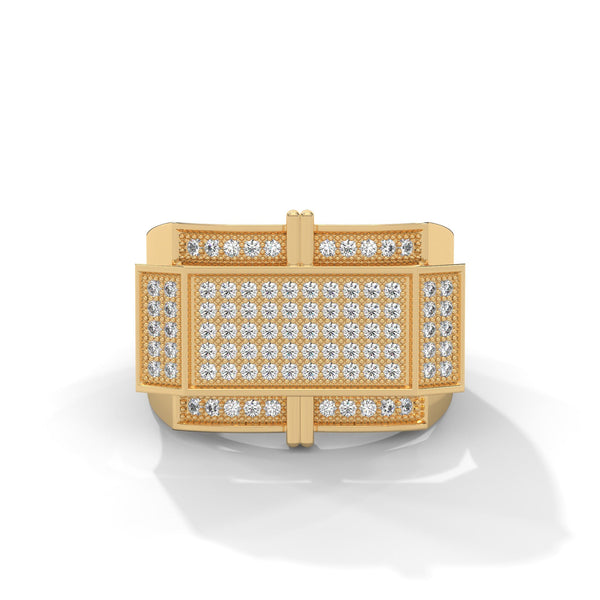 "Experience bold luxury with this statement diamond ring, expertly crafted in gold to deliver unmatched brilliance, sophistication, and modern masculine elegance."