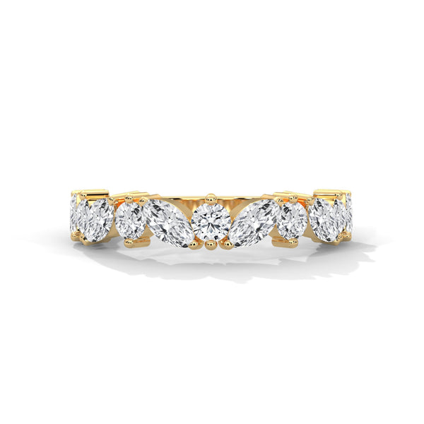Radiant Harmony: Marquise & Round Lab Grown Diamond Gold Ring