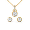 A mesmerizing rose gold jewelry set featuring dazzling round-cut diamonds framed in floral-inspired prongs, perfect for elevating any occasion with timeless sparkle.