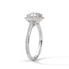 A dazzling cushion-cut lab-grown diamond encircled by a radiant halo and pavé band — timeless elegance with a modern soul.