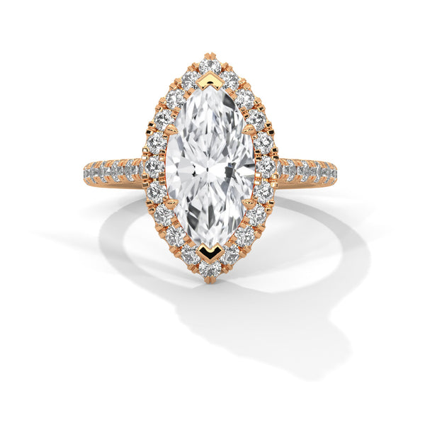 “Celestia Ring—marquise diamond brilliance, radiant halo sparkle, and pavé white-gold elegance crafted to symbolize timeless love, luxury, and unforgettable moments.”