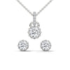 A mesmerizing rose gold jewelry set featuring dazzling round-cut diamonds framed in floral-inspired prongs, perfect for elevating any occasion with timeless sparkle.