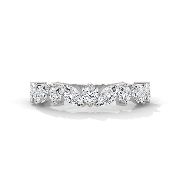 Half eternity wedding band with Marquise and Round cut lab grown Diamond for