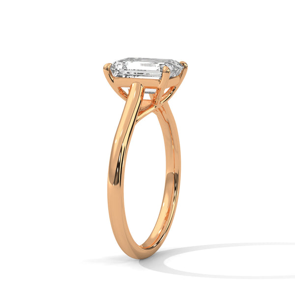 A sleek and sophisticated emerald-cut lab-grown diamond solitaire — where clarity meets minimalist allure.