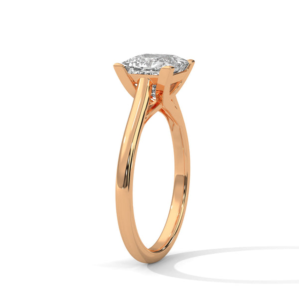 “Celeste Ring—princess-cut diamond brilliance, sleek four-prong solitaire elegance, and timeless white-gold beauty crafted to symbolize pure love, modern style, and lasting grace.”