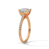 A bold princess-cut lab-grown diamond set atop a pave band — modern elegance meets timeless sparkle.