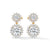 Twilight Bloom Double Halo Lab Grown Round Diamond Gold Drop Earrings