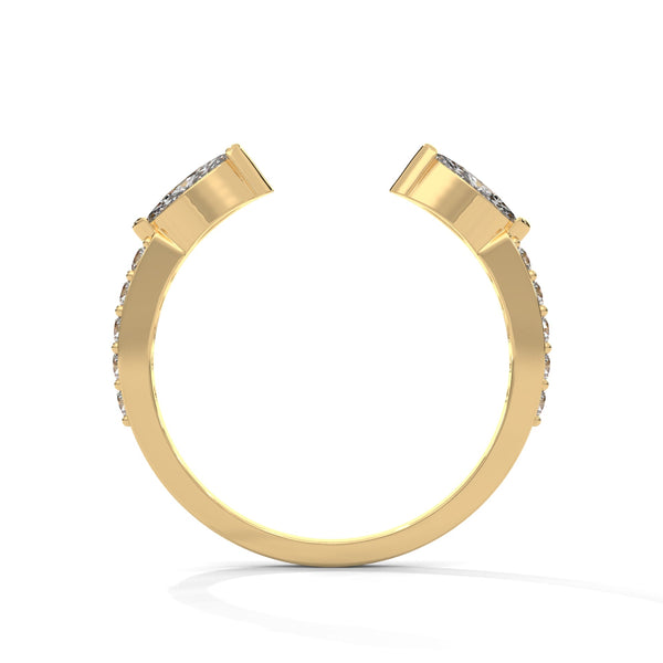 marquise-cut and brilliant round cut lab grown diamond open band silhouette